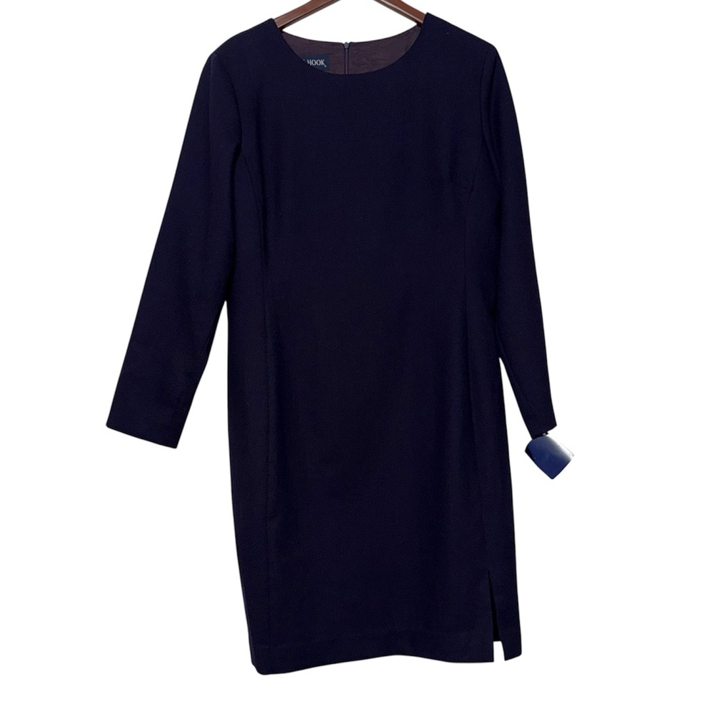 Vintage JG Hook Wool Dress Womens 16 Eggplant Purple Long Sleeve Knee Length NWT